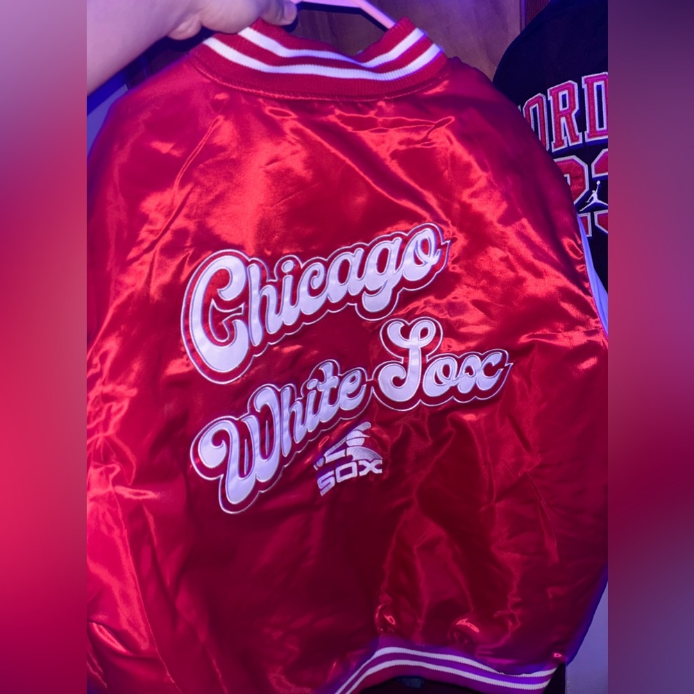 Chicago White Sox Red Starter Satin Bomber Jacket, Sz 3x - Picture 2 of 2
